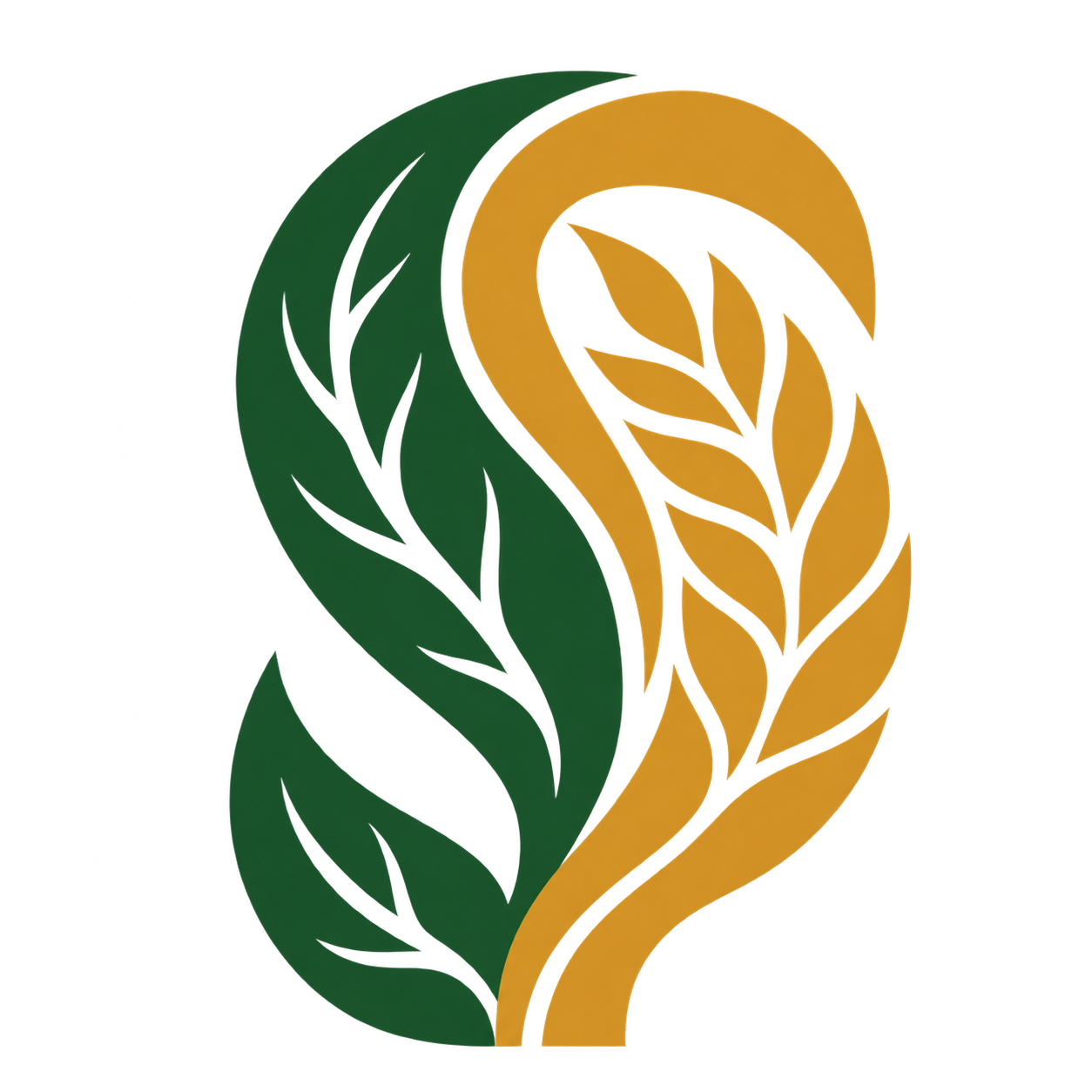 Symbitrade mark: a green leaf and gold wheat ear forming an S